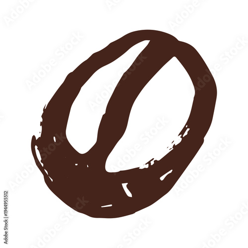 Hand drawn fresh roasted coffee bean Arabica robusta seed doodle Single element for print, web, design, decor