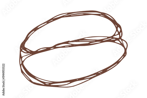 Hand drawn fresh roasted coffee bean Arabica robusta seed doodle Single element for print, web, design, decor