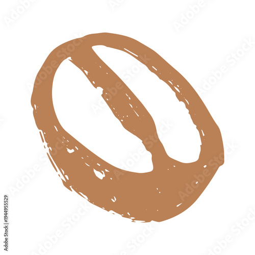 Hand drawn fresh roasted coffee bean Arabica robusta seed doodle Single element for print, web, design, decor
