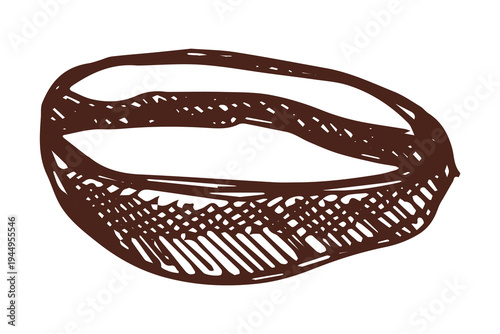 Hand drawn fresh roasted coffee bean Arabica robusta seed doodle Single element for print, web, design, decor