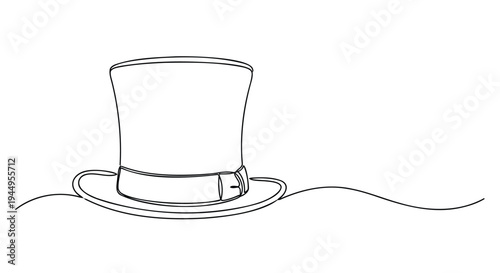 Vector line art top hat icon
