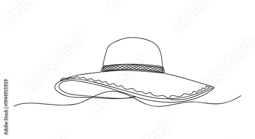 Vector illustration of a sun hat with ribbon