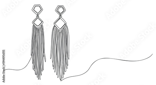 Vector illustration of silver tassel earrings