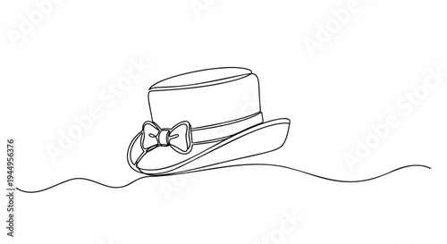 Vector line drawing of a bowler hat with ribbon