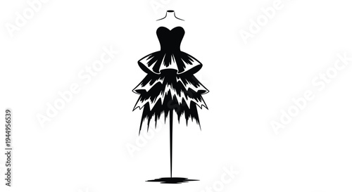 Black vector dress silhouette on mannequin