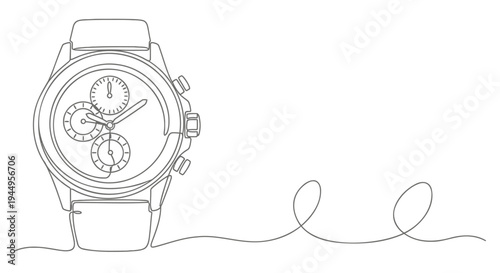 Line drawing of a watch vector illustration