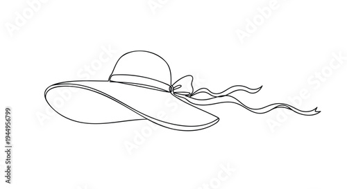 Vector illustration of a sun hat with ribbon
