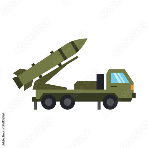 Missile Launcher Truck Rocket Vehicle System For Mobile Military Deployment Color Icon
