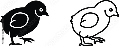 Chicken chicks black and white Vector