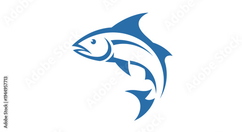 Stylized three fish logo design with flowing blue shapes for marine brand identity and aquatic theme.
