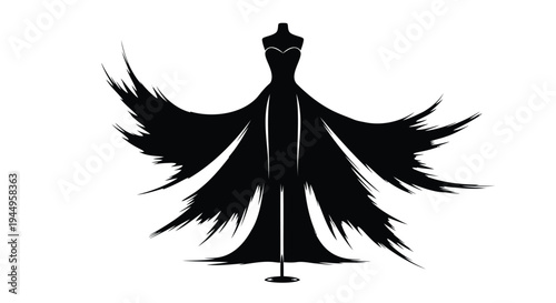 Vector illustration of a black superhero cape and mask on a mannequin