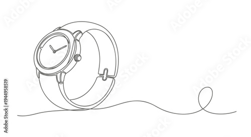 Vector line drawing of a wristwatch