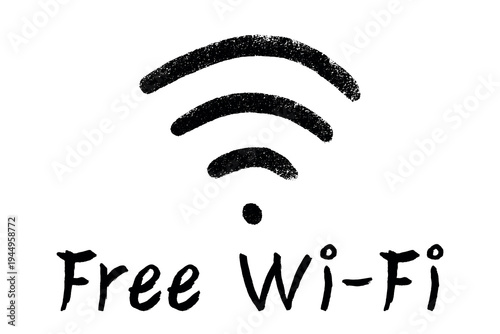 Hand drawn free wifi spot zone sign Public wi-fi area sign Wireless internet clipart in doodle style Single element for print, web, design, decor 3G, 4G, 5G, 6G, IoT