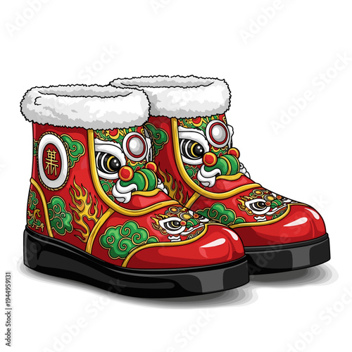 Colorful decorative boots with artistic designs