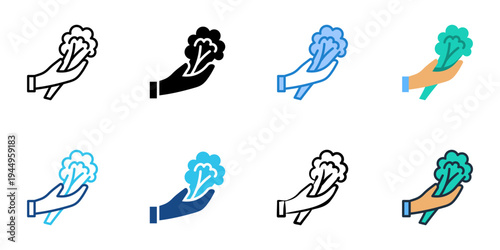 Picking vegetables icons set multiple style collection. Editable stroke 
