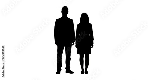 Silhouette of a man and woman standing together.