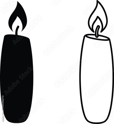 Black and white candle illustration Vector