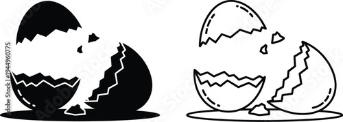 Broken eggshells hatching Vector