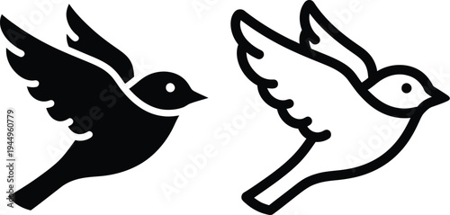 Black and white birds flying together in harmony Vector