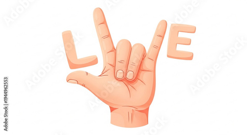 Love Hand Sign Symbol Illustration in Minimal Style