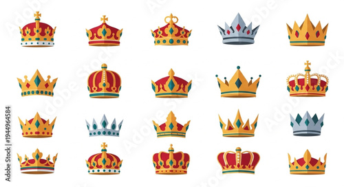 Collection of Royal Crowns and Tiaras Symbols of Power and Royalty.