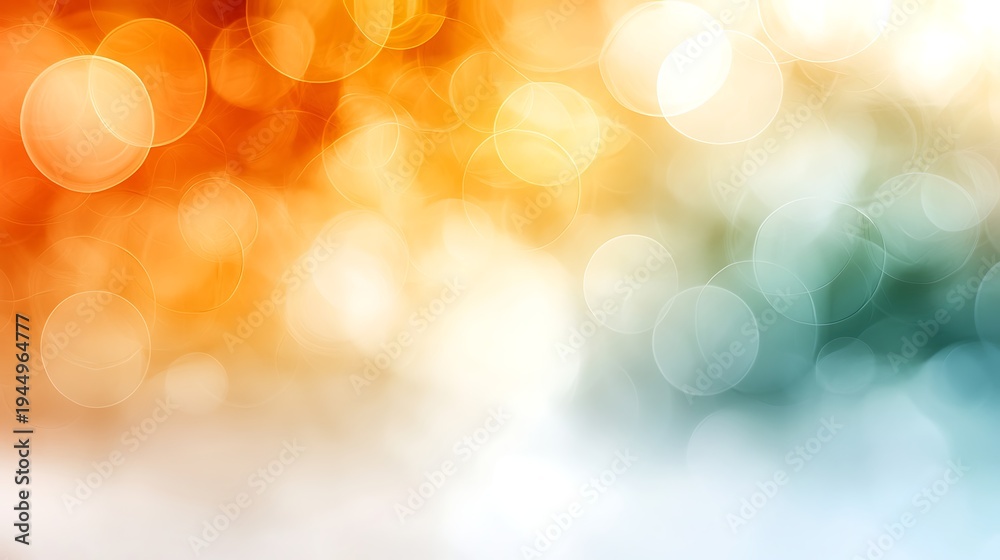 Obraz premium Colorful blurred background with bokeh effect, orange and teal gradient tones, light play