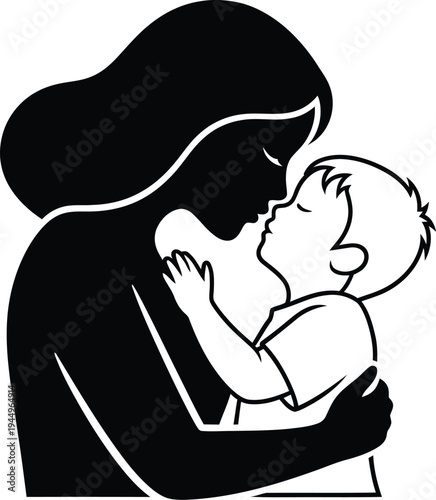 Mother holding baby love care Vector