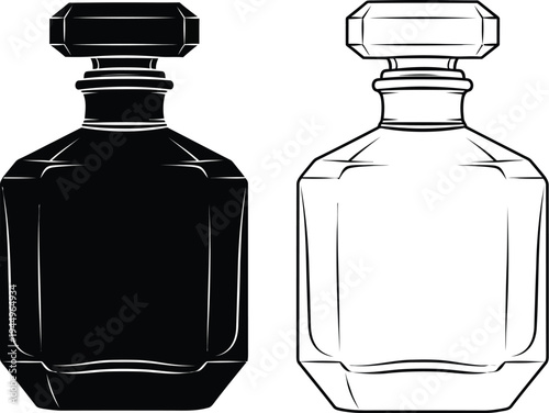 Black and white perfume bottles illustration Vector