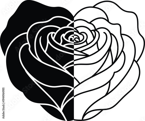 Black and white rose illustration Vector