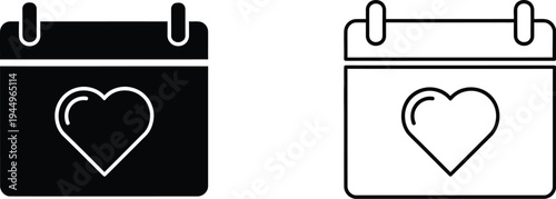 Calendar heart love date Vector