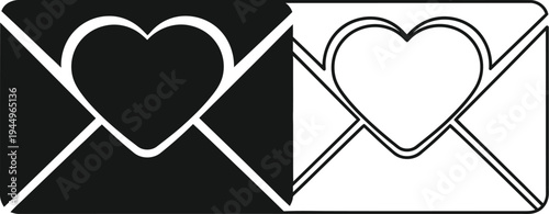 Heart envelope love mail symbol icon Vector