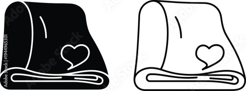 Folded towels with hearts, love and care Vector