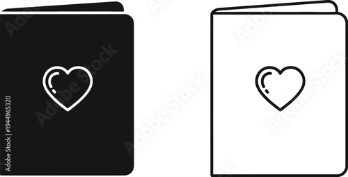 Heart book icon set Vector