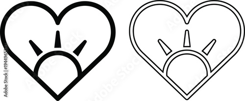 Heart shape sun icon Vector