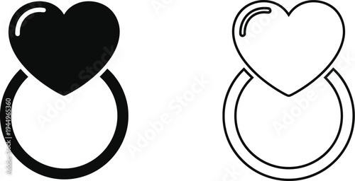 Heart ring symbol love icon Vector