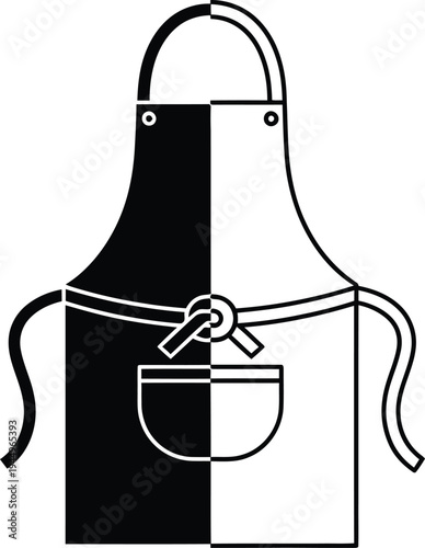 Black and white apron with pocket Vector