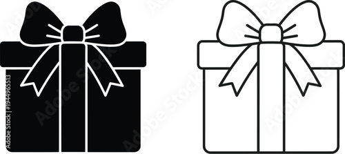 Gift box icons black and white Vector