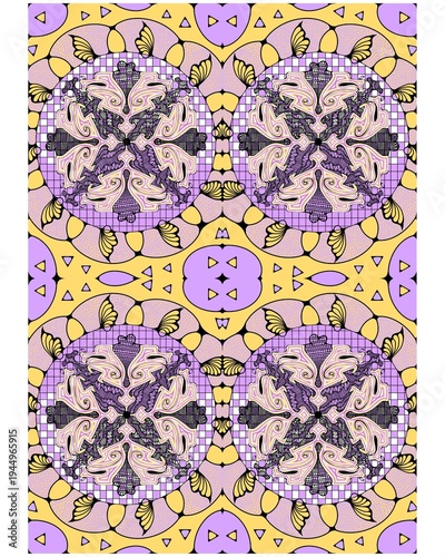 Digital print pattern design bohemian tropical lilac art
