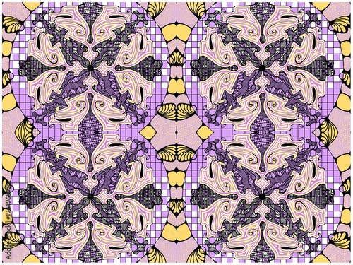 Digital print pattern design bohemian tropical lilac art