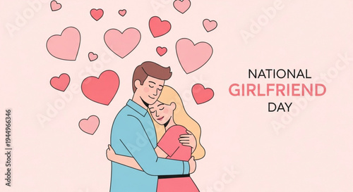 Couple celebrating national girlfriend day with hearts