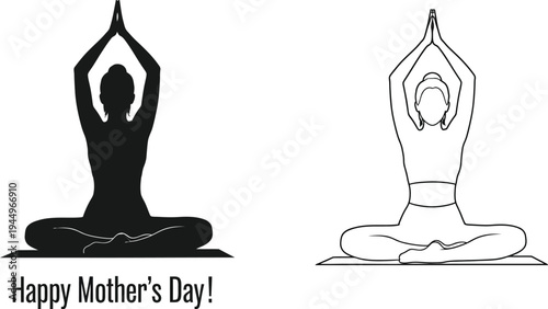 Happy mother's day yoga poses Vector