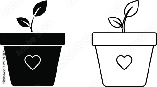 Heart potted plants Vector