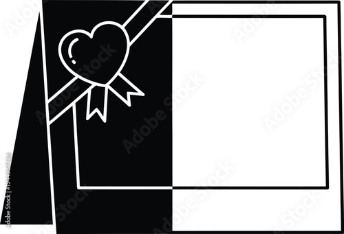Award winning photo frame with heart ribbon Vector