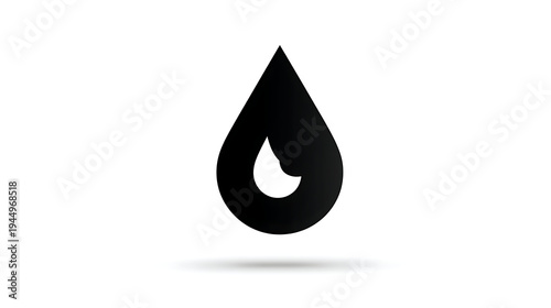 Black water droplet logo with shadow effect