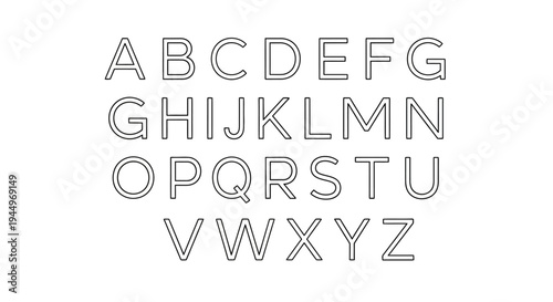 Alphabet's Clean Lines: A modern, sleek alphabet from A to Z, presented in a crisp, minimalist style, suitable for various design applications.