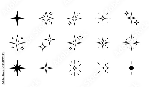 Sparkle star icon set shining twinkle stars vector