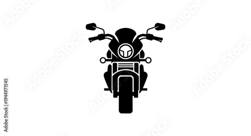 Black motorcycle front view silhouette isolated on white background.