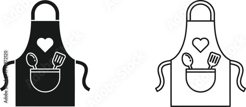 Heart design aprons for cooking and baking Vector