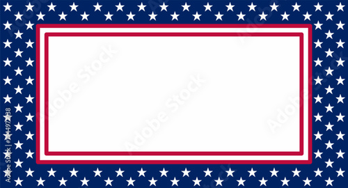 Clean American patriotic banner background with stars border and red white blue frame. Vector template with copy space for Independence Day, election campaign, poster or celebration design.