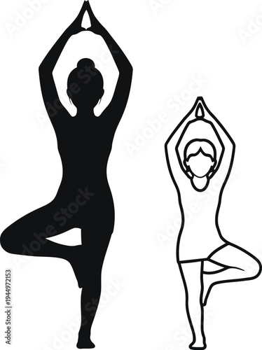 Yoga poses silhouette vector Vector